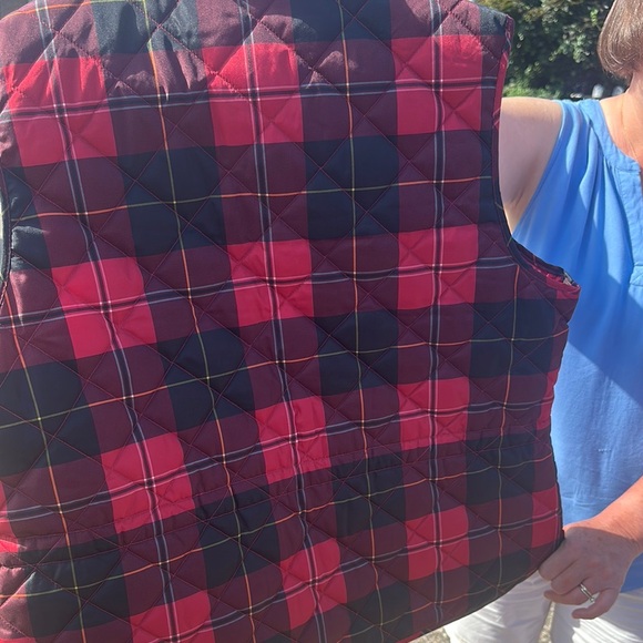 St. John's Bay Red and Black Plaid Vest - Picture 4 of 7